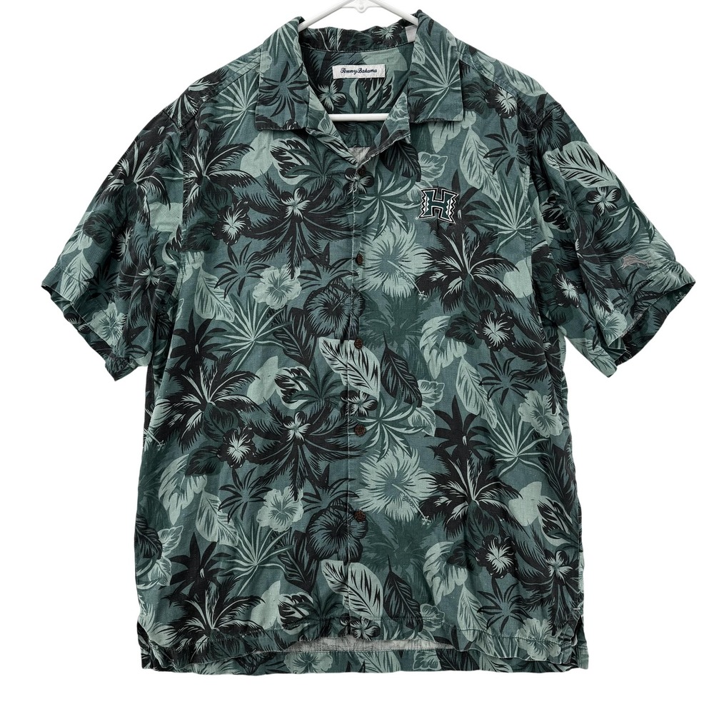 Hawaii Rainbow Warriors Shirt‎ Mens Medium Green NCAA Football Tommy Bahama